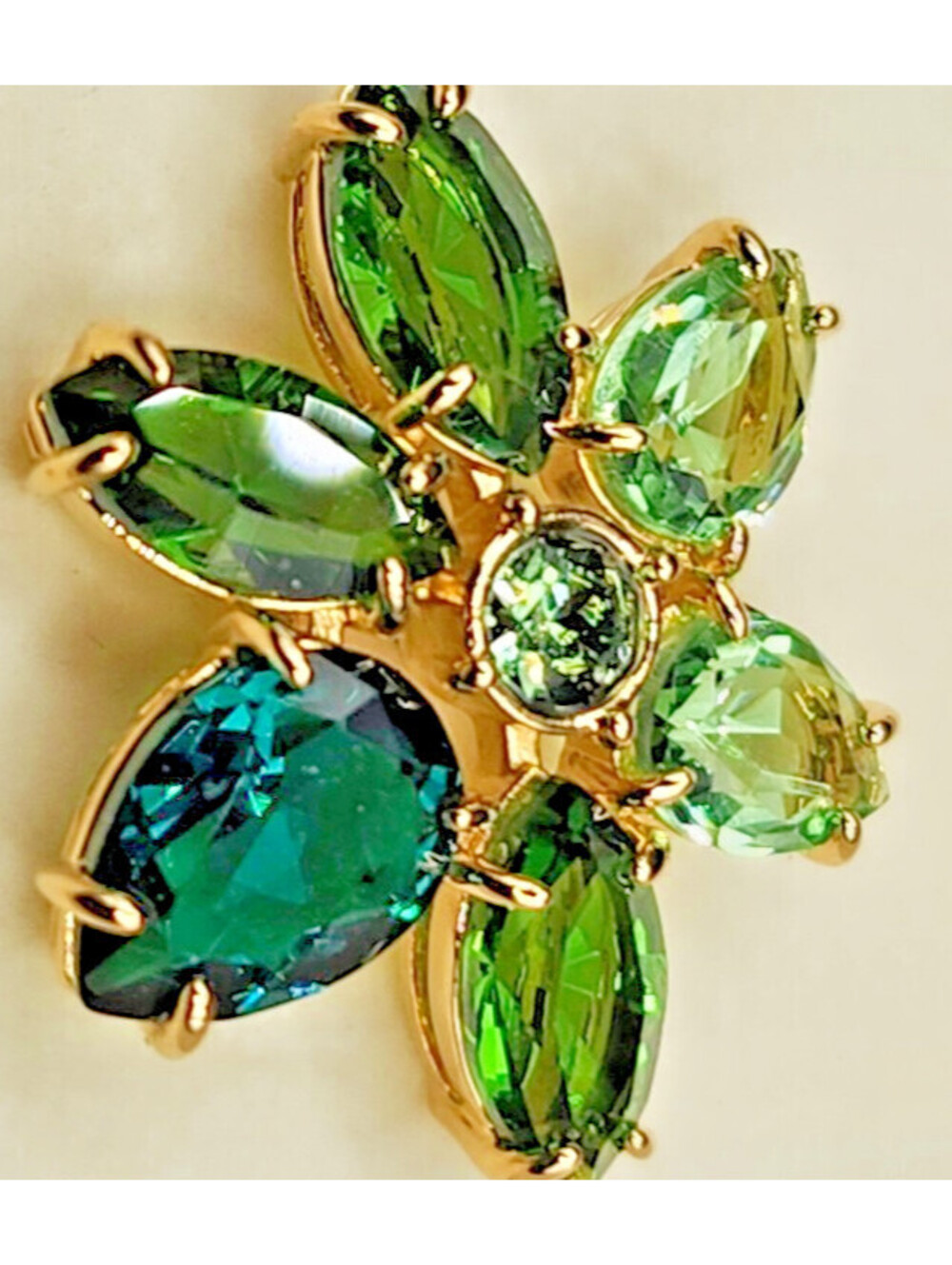 NIB Swarovski Gema Green Flower Stud Earrings Gold Tone Crystal New 5658400